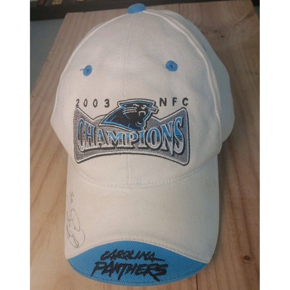 Signed Carolina Panthers Hat 2003 NFC Champions Reggie Howard And Todd Stussie